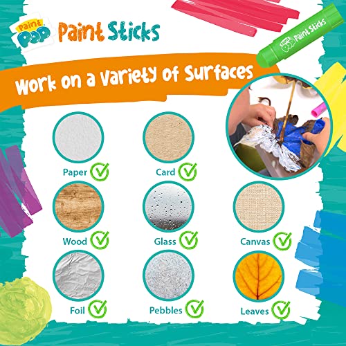 Paint Pop Paint Sticks For Kids - 20 Pack Assorted Colours & Fun Storage Tub - Twist & Paint, Mess-Free, Fast Drying Action, Easy Clean Up, Vibrant Colours, Multi-Surface