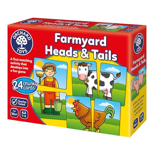 Orchard Toys Farmyard Heads & Tails Game - Matching & Pairing Memory Game - Educational Toddler Toys and Games for Boys and Girls 18-Month-Old+ - Early Years Animal Pairs/Snap Cards - 1-4 Players