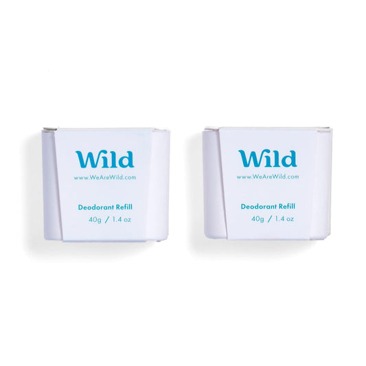 Wild - Natural Refillable Deodorant - Fresh Cotton & Sea Salt Refill Duo Pack - Vegan & Eco-Friendly - Aluminium Free - Long Lasting Protection - Natural Ingredients - 2 Pack of 40g Refills