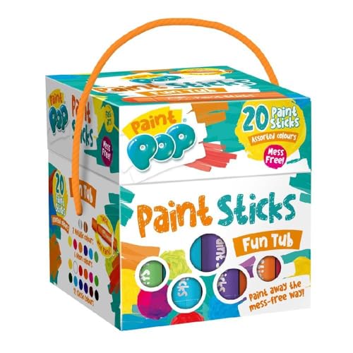 Paint Pop Paint Sticks For Kids - 20 Pack Assorted Colours & Fun Storage Tub - Twist & Paint, Mess-Free, Fast Drying Action, Easy Clean Up, Vibrant Colours, Multi-Surface