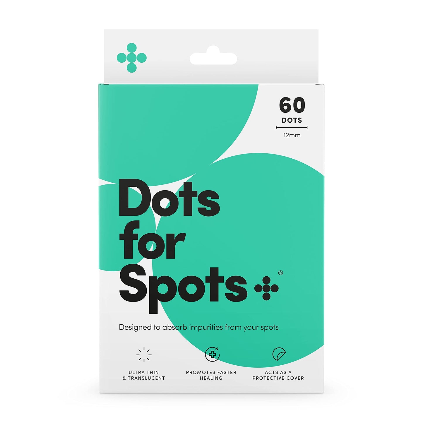 Dots for Spots Acne Patches - Pack of 60 Translucent Hydrocolloid Pimple Patch Spot Treatment Stickers for Face and Body - Fast-Acting, Vegan & Cruelty Free Skin Care