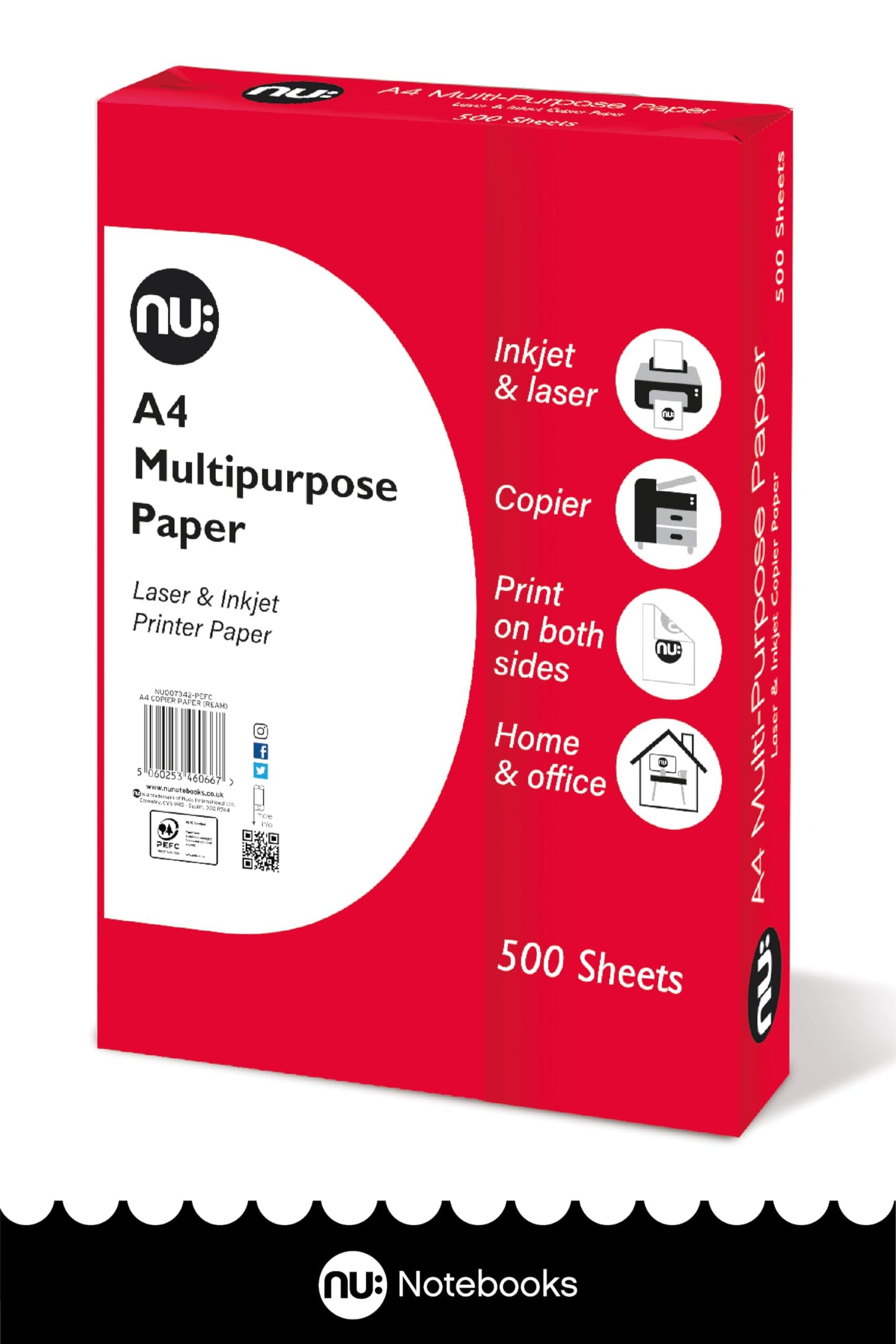 NU: Multi-Purpose Printer Paper, White, 500 Sheets