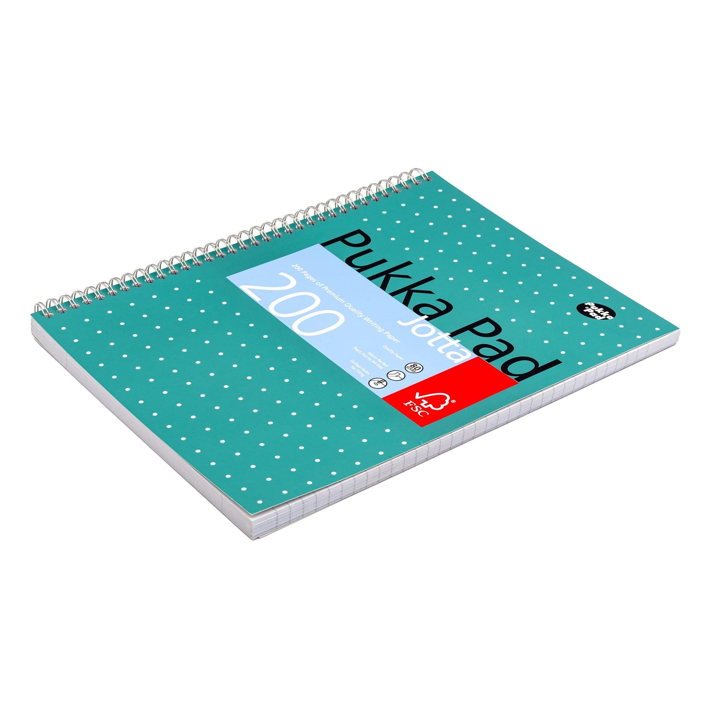 Pukka Pad, A4 Metallic Jotta Book 3 Pack – 21 x 30cm – Wirebound Notebook with 8mm Lines and 80GSM Paper – Features 4-Hole Punch Margins and Perforated Edges - 200 Pages, Green