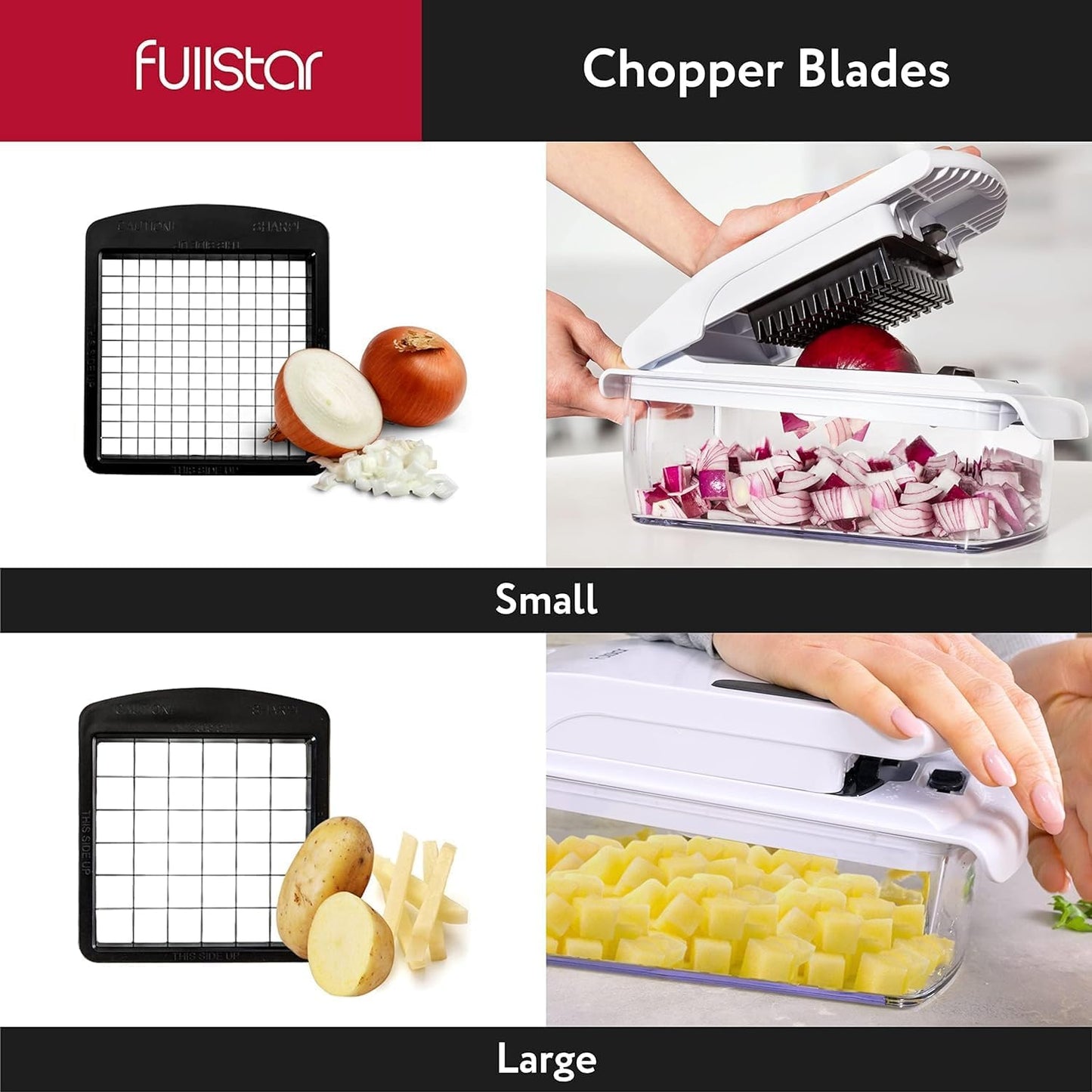 Vegetable Chopper Vegetable Cutter - Veggie Onion Salad Food Chopper Manual - Potato Chipper - Veg Chopper and Dicer - Kitchen Tools & Gadgets (4-in-1 White)