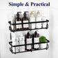 Kitsure Shower Caddy - 2 Pack Rustproof Shower Organizer, Drill-Free & Quick-Dry Shower Shelves for inside Shower with Large Capacity, Durable Stainless Steel Shower Rack with 4 Hooks, Large, Black