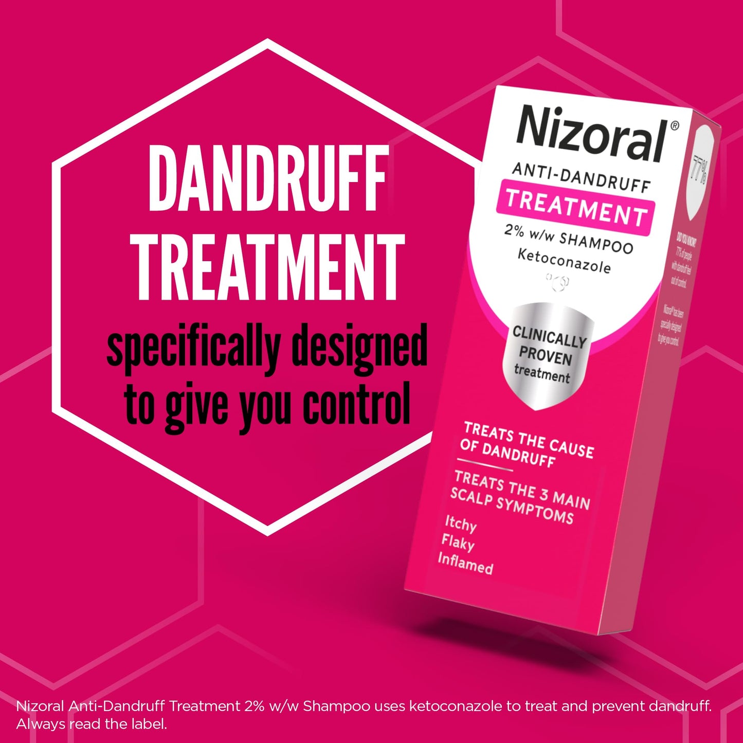 Nizoral Anti-Dandruff Treatment Shampoo, Treats and Prevents Dandruff, Clinically Proven to Control Itchy & Flaky Scalps, Contains Ketoconazole, 1 x 60ml