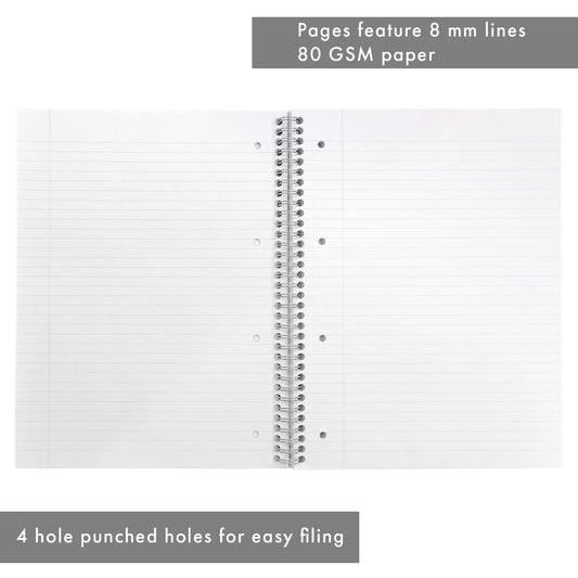 Pukka Pad, A4 Metallic Jotta Book 3 Pack – 21 x 30cm – Wirebound Notebook with 8mm Lines and 80GSM Paper – Features 4-Hole Punch Margins and Perforated Edges - 200 Pages, Green