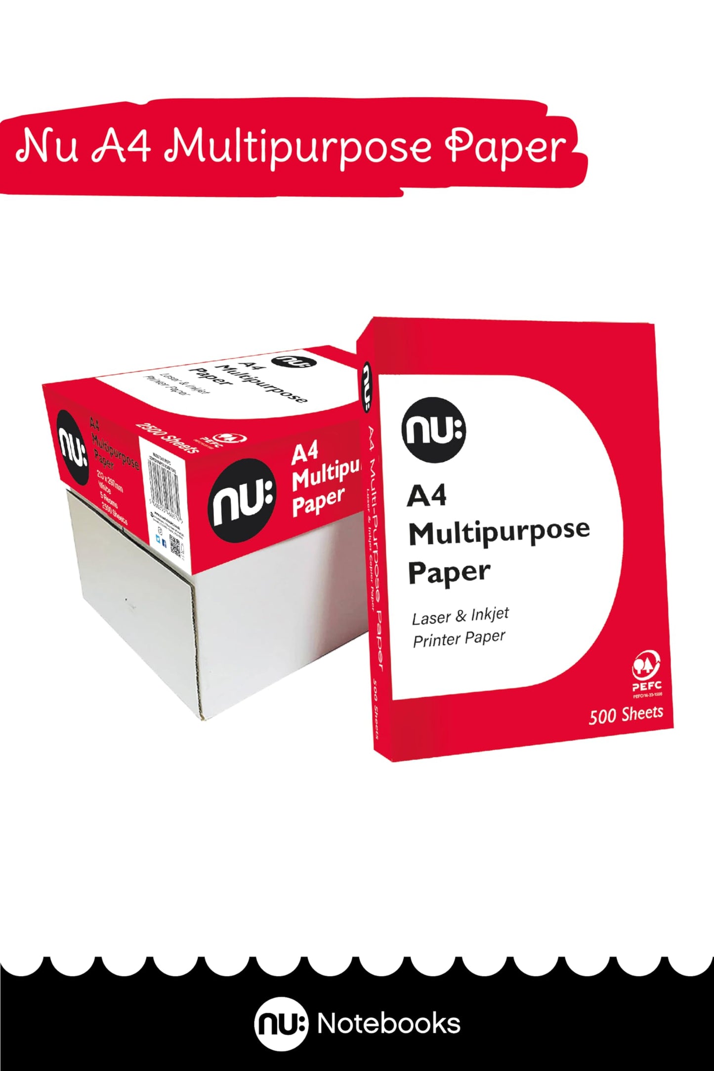 NU: Multi-Purpose Printer Paper, White, 500 Sheets