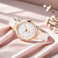 NUOVO Women Watches Ladies Watches Rose Gold Case Wrist Watch Simple Fashion Dress Watch Leather Strap Watch Elegant Analogue Watch with Numbers