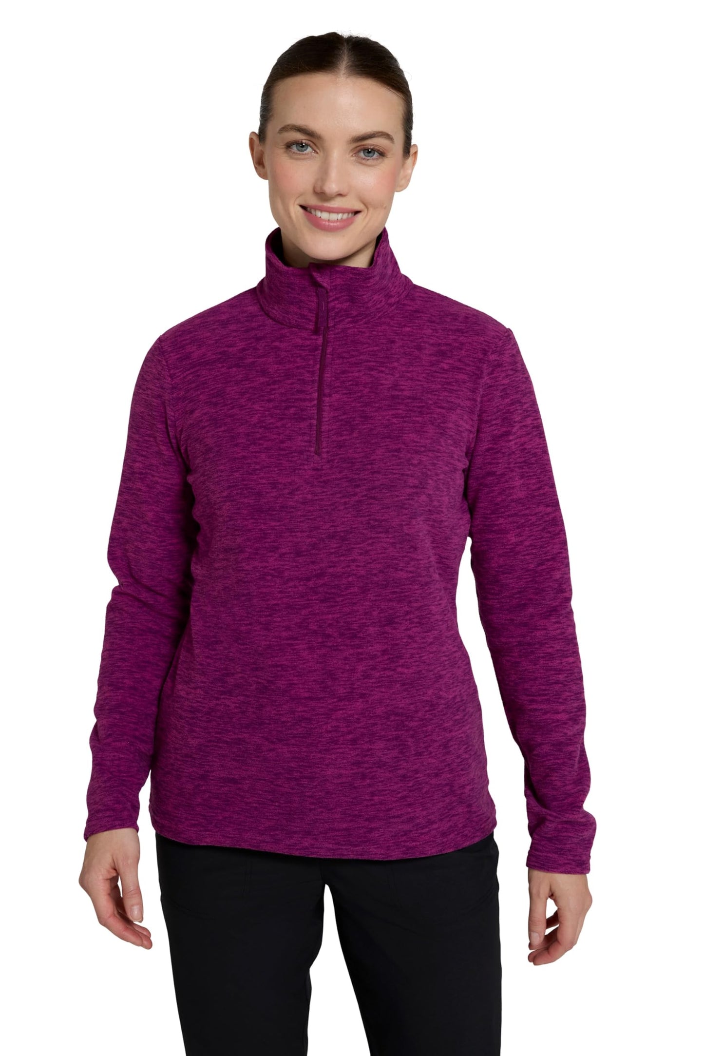 Mountain Warehouse Snowdon Womens Fleece Top - Warm Pullover, Lightweight Sweater, Half Zip, Breathable Ladies Tee, Quick Drying - For Spring Summer, Walking, Travelling Grape Women's Size 12