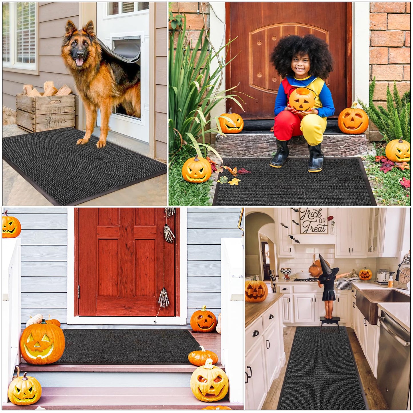 BLADO Washable Door Mats Indoor & Outdoor - Non-Slippery Heavy Duty - Stylish & Large Rubber - Perfect Dust Grabbing Doormats (Anthracite, 40cm x 60cm)