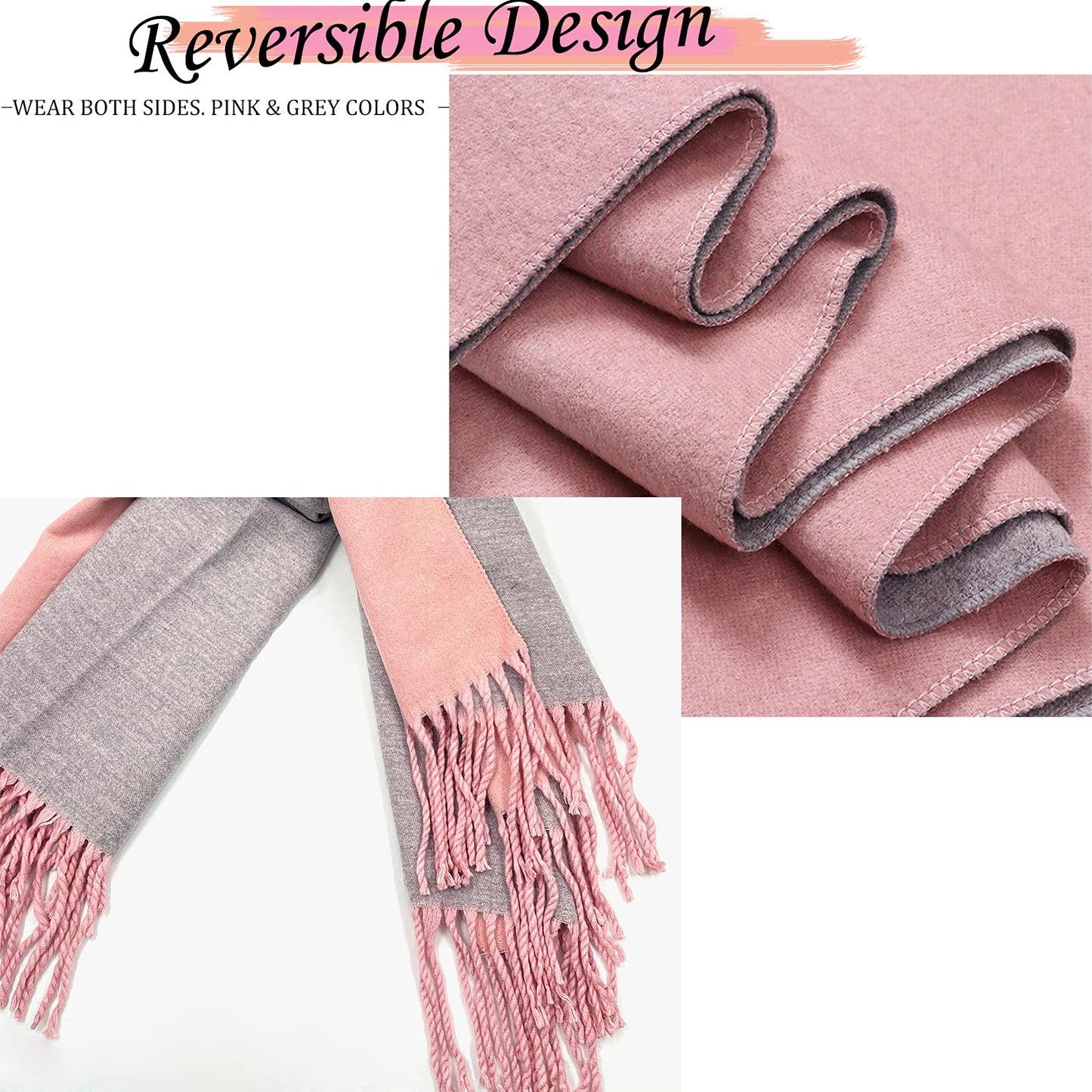 ehsbuy Cashmere Scarfs For Women Soft Pashmina Shawls And Wraps Reversible Long Large Winter Warm Thick Ladies Scarves With Tassel For Weddings Womens Gifts