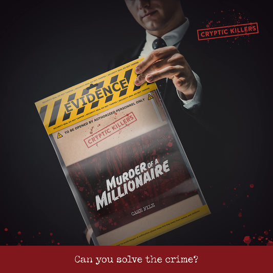 Unsolved murder mystery game - Cold Case Files Investigation - CRYPTIC KILLERS - Detective clues/evidence - Solve the crime - For individuals, date nights & party groups - "Murder of a millionaire"