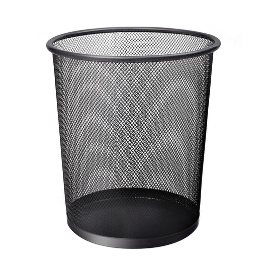 KEPLIN Round Trash Can - Black Non-slip Mesh Bin, Stylish & Sturdy Metal Waste Can for Home, Bedroom, Office, Bathroom, Living Room & Kitchen - Indoor Garbage Bin with Sleek Design