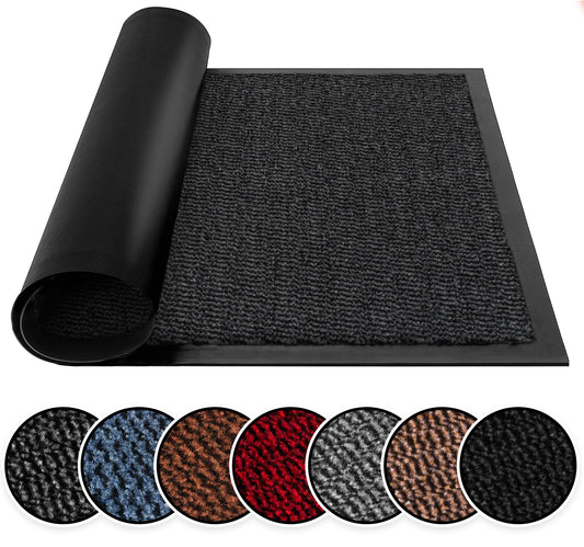 BLADO Washable Door Mats Indoor & Outdoor - Non-Slippery Heavy Duty - Stylish & Large Rubber - Perfect Dust Grabbing Doormats (Anthracite, 40cm x 60cm)