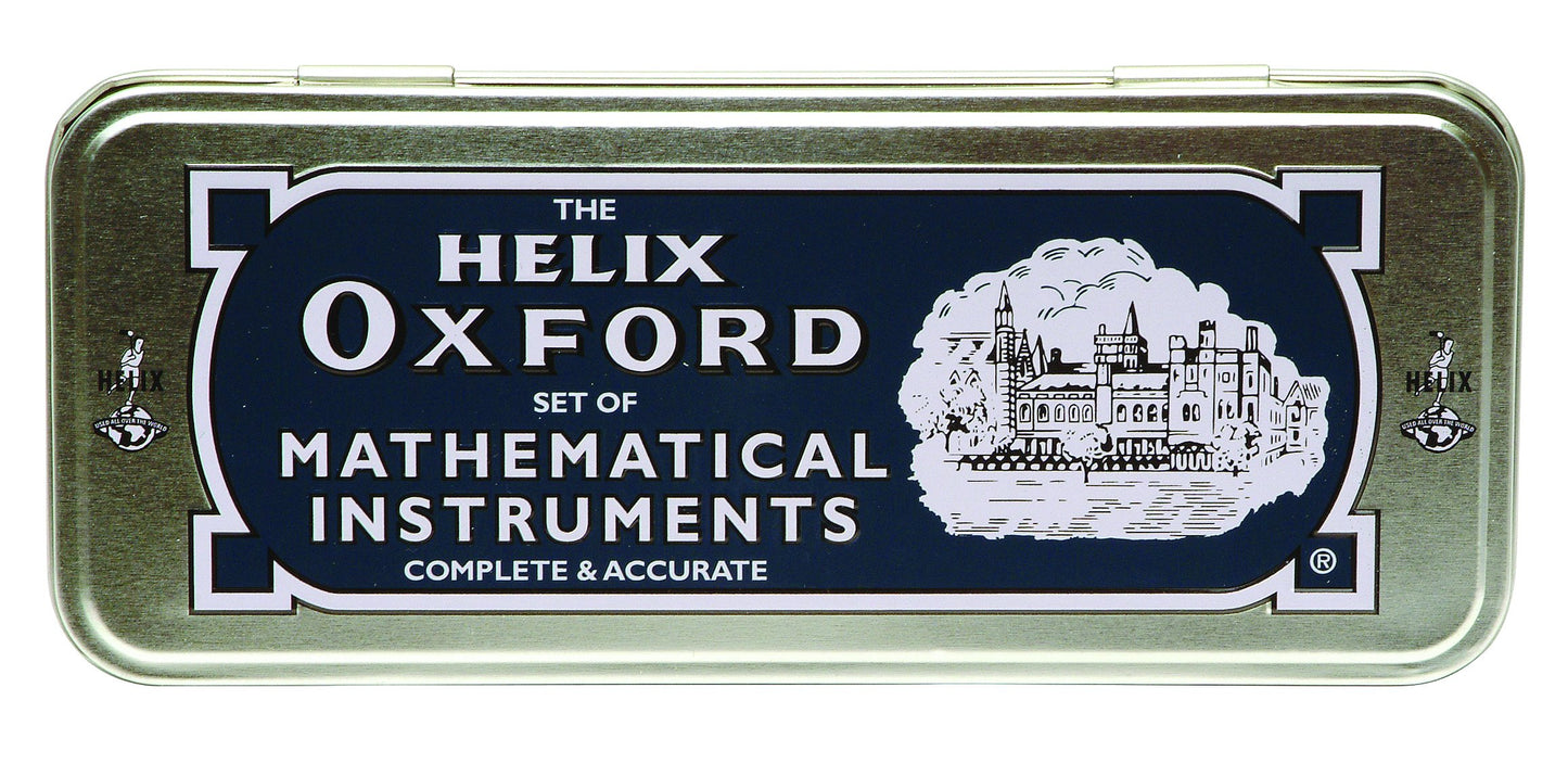 Helix Oxford Maths Set with Storage Tin - 10 Piece Maths Equipment Set